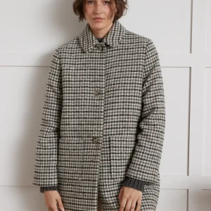 Manteau court lainage pied de coq femme