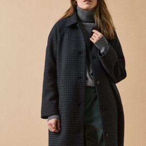 Manteau lainage pied de poule femme