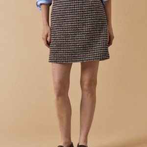 Jupe courte tweed carreaux femme