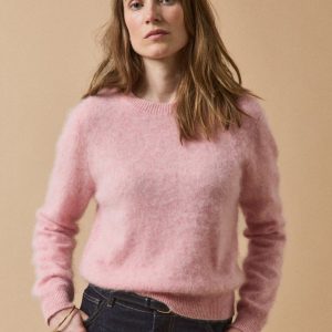 Pull col rond laine brossée femme