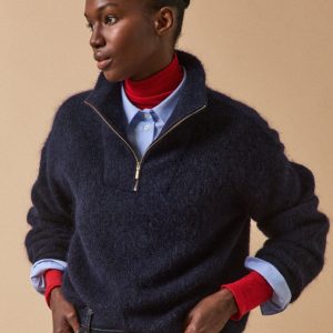 Pull col camionneur femme avec laine et mohair