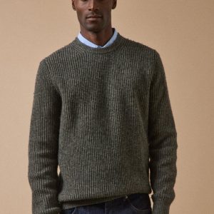Pull col rond maille côtelée homme