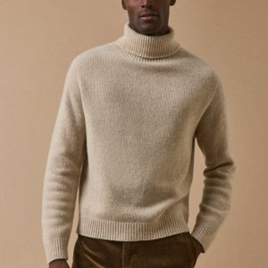 Pull col roulé homme laine majoritaire