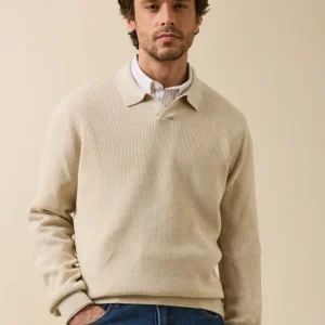 Pull col polo homme coton biologique