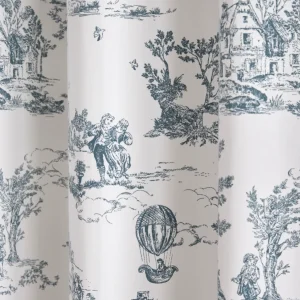 Rideau à ruflettes esprit toile de Jouy