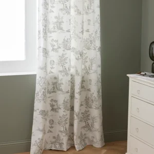 Rideau à ruflettes esprit toile de Jouy