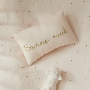 Petit coussin gaze de coton broderie dorée