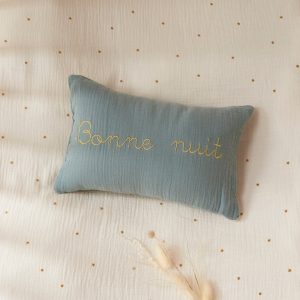 Petit coussin gaze de coton broderie dorée