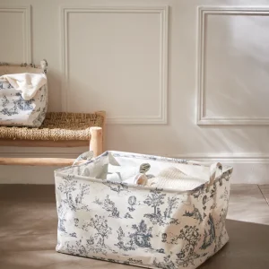 Bac à linge esprit Jouy, grand modèle