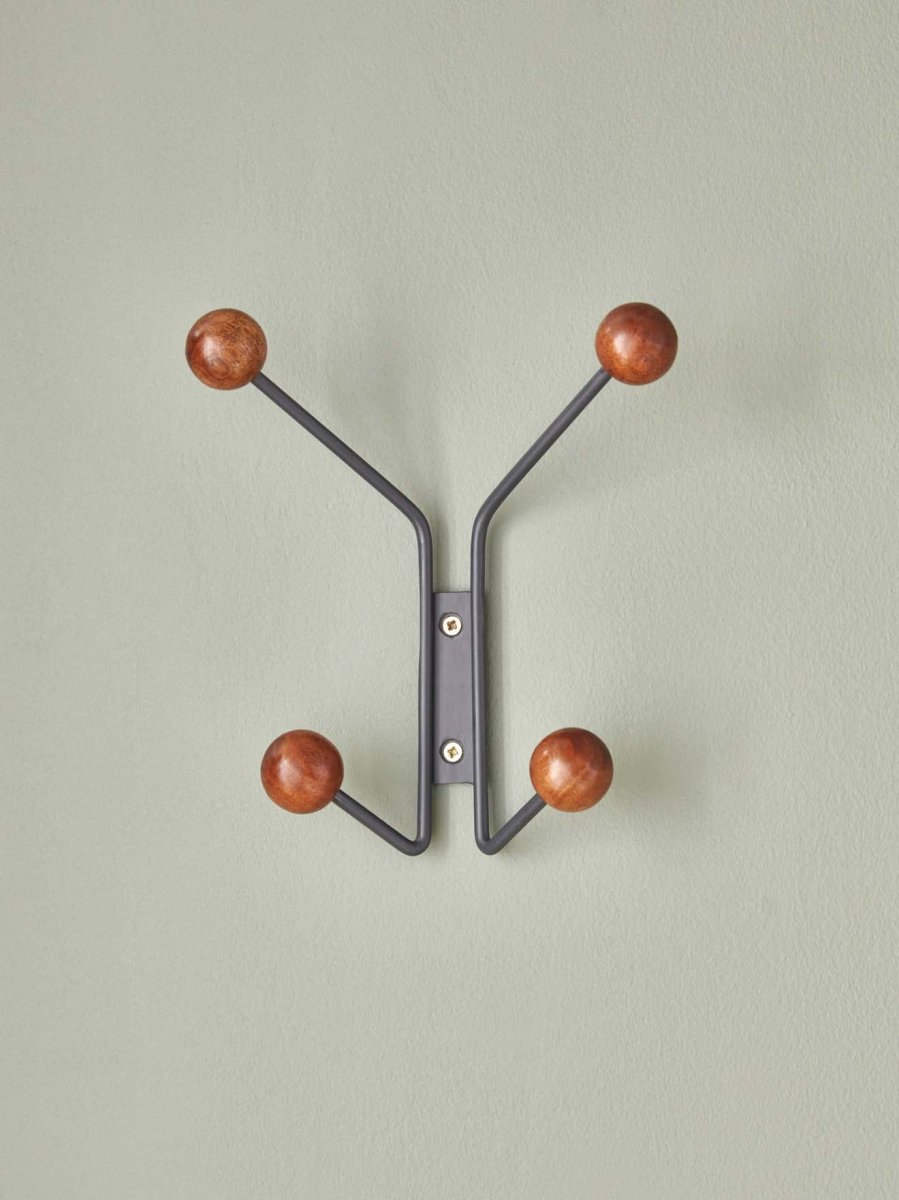 Patère Alice 4 boules en métal et bois – Image 3