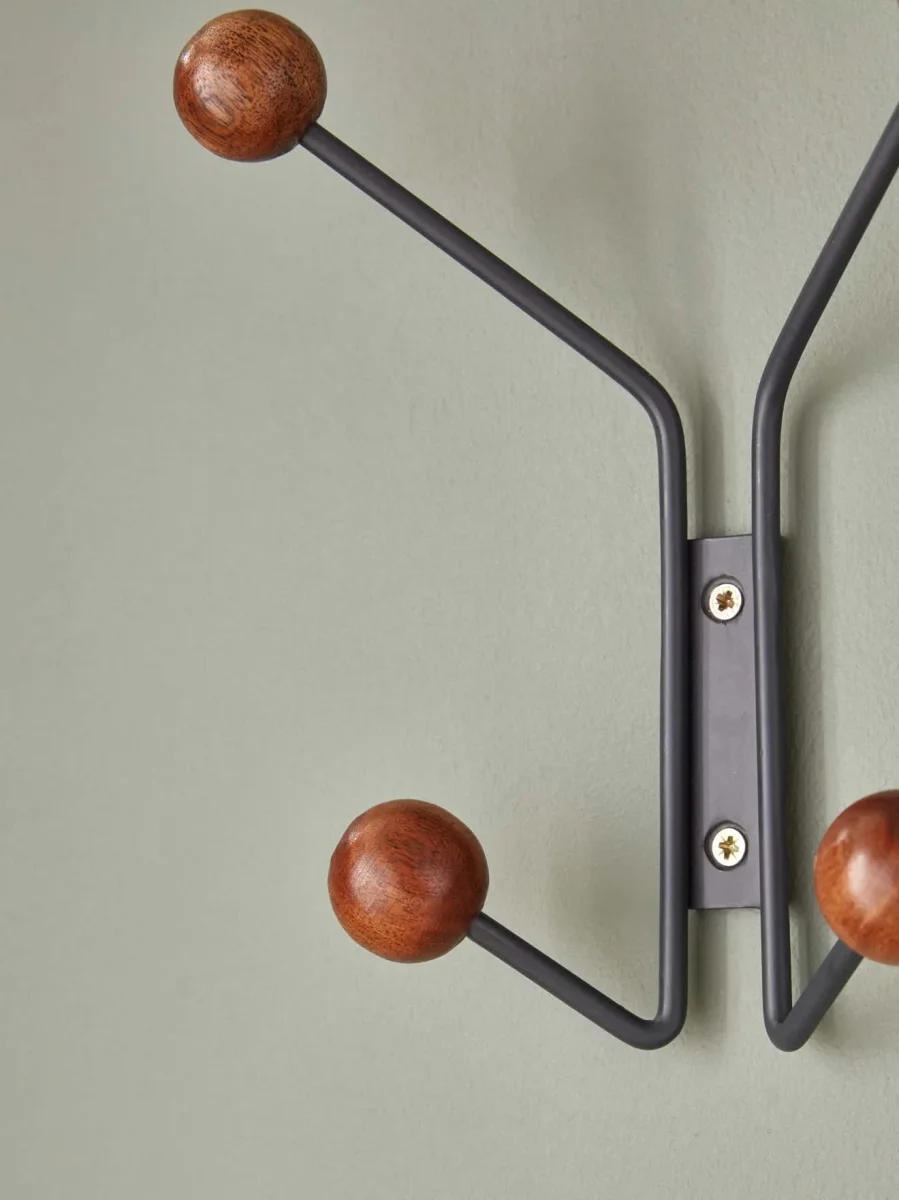 Patère Alice 4 boules en métal et bois – Image 4