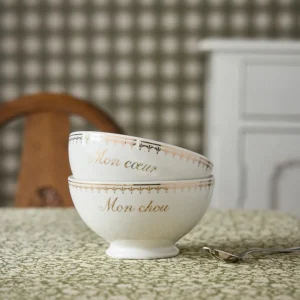 Bol en porcelaine  "Mon coeur" + "Mon chou" par lot de 2