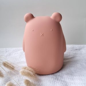 Tirelire souple en silicone ours rose
