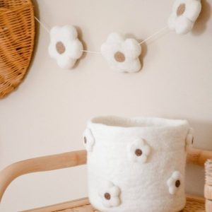 Panier fleurs en laine feutrée