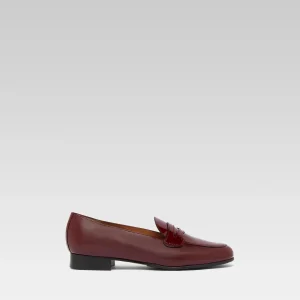 2100 - Mocassins cuir verni bordeaux