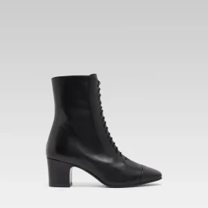 Colette - Bottines à lacets cuir noir