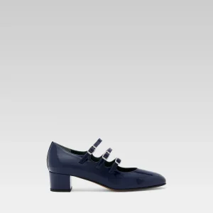 Kina - Escarpins babies cuir verni bleu marine
