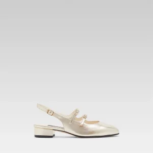 Peche - Babies slingback cuir laminé platine