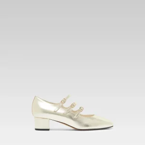 Kina - Escarpins babies cuir laminé platine