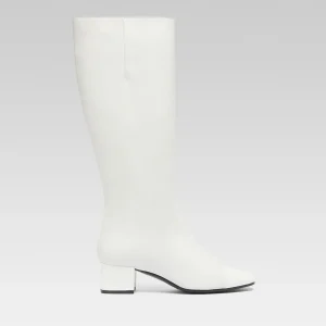 Malaga - Bottes cuir et cuir verni blanc
