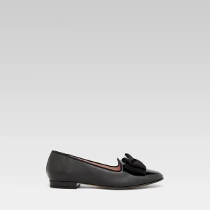 Marquis - Ballerines à noeud cuir verni noir