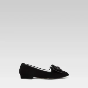 Marquis - Ballerines à noeud cuir velours noir