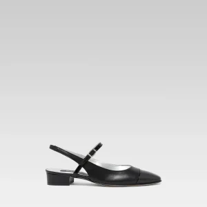 Oceano - Slingback cuir noir et cuir verni noir