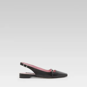 Ninon - Ballerines slingback cuir noir