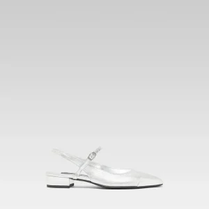 Oceano - Slingback cuir laminé bi-argent