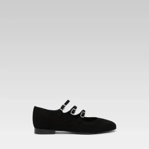 Ariana s - Ballerines babies cuir velours noir