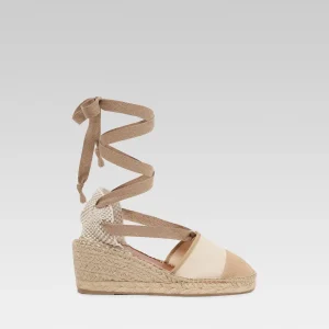 Parasol -  Espadrilles compensées toile bi-beige