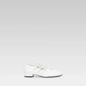 Petite Kina - Babies cuir verni blanc