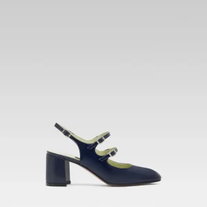 Banana - Babies slingback cuir verni bleu marine