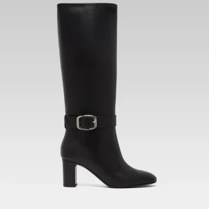 Thalia - Bottes cuir noir à boucle