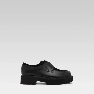 Azur - Derbies cuir et cuir velours noir