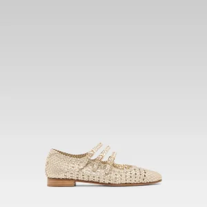 Ariana - Ballerines babies cuir tressé platine