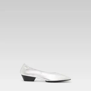 Carlotta - Ballerines cuir laminé argent