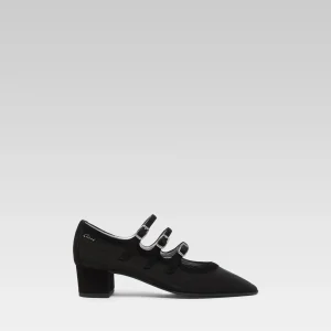 Kina - Escarpins babies résille et cuir noir