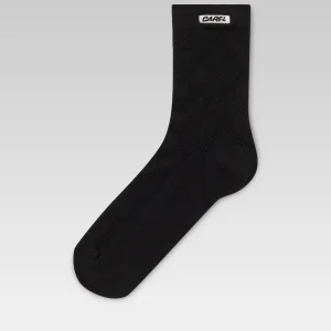 Cathy - Chaussettes damier courtes noir