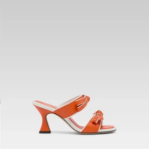 Laranja - Mules cuir orange et blanc