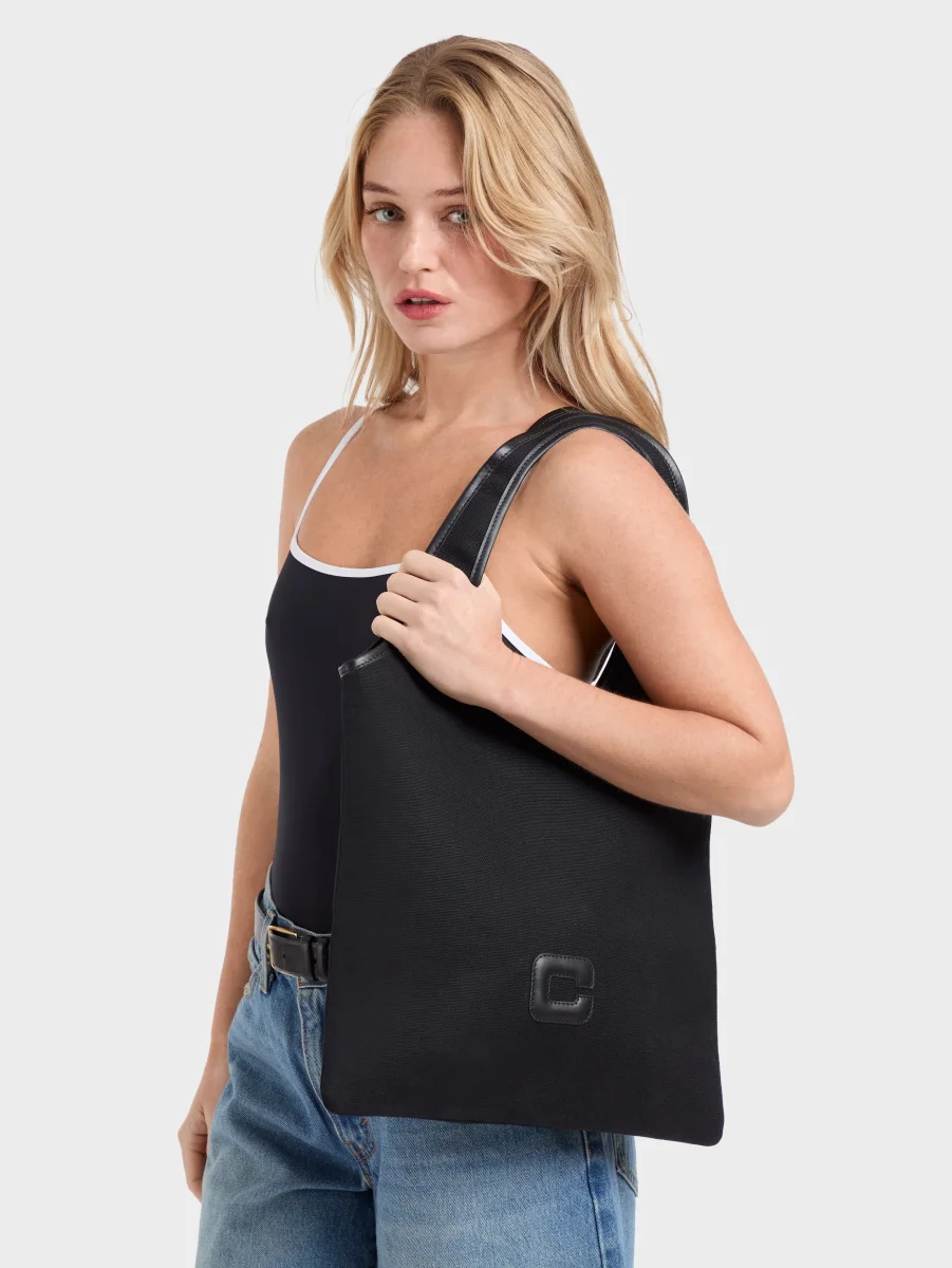 Alésia - Sac tissu et cuir noir – Image 4