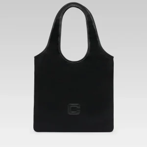 Alésia - Sac tissu et cuir noir