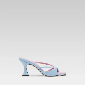 Athéna - Mules à brides cuir bleu ciel