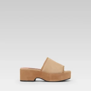 Adri - Mules cuir velours cappuccino