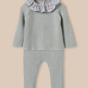 Ensemble en tricot Bébé col en tissu Liberty