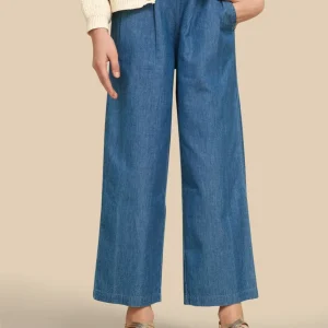 Pantalon large Fille en denim light