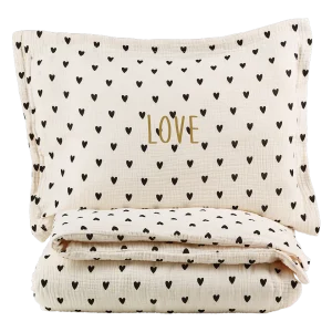 Parure de couette petits coeurs  80x120 avec taie