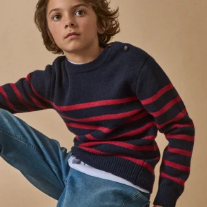 Pull marinière Garçon en laine majoritaire