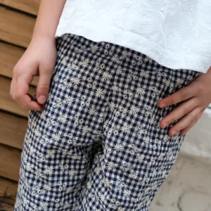 Pantalon Louison Vichy brodé fleurs