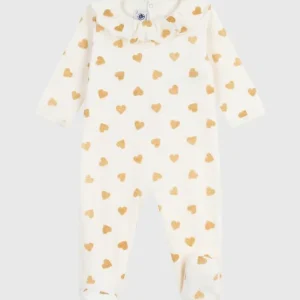 Pyjama de Noel bébé en velours imprimé cœurs paillettes doré 🌲